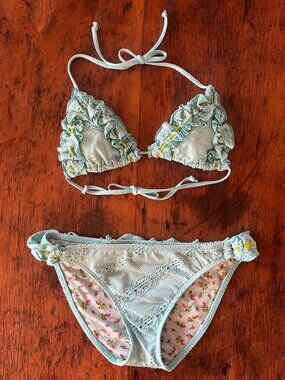 Vintage Eyelet Mesh Bikini Set
